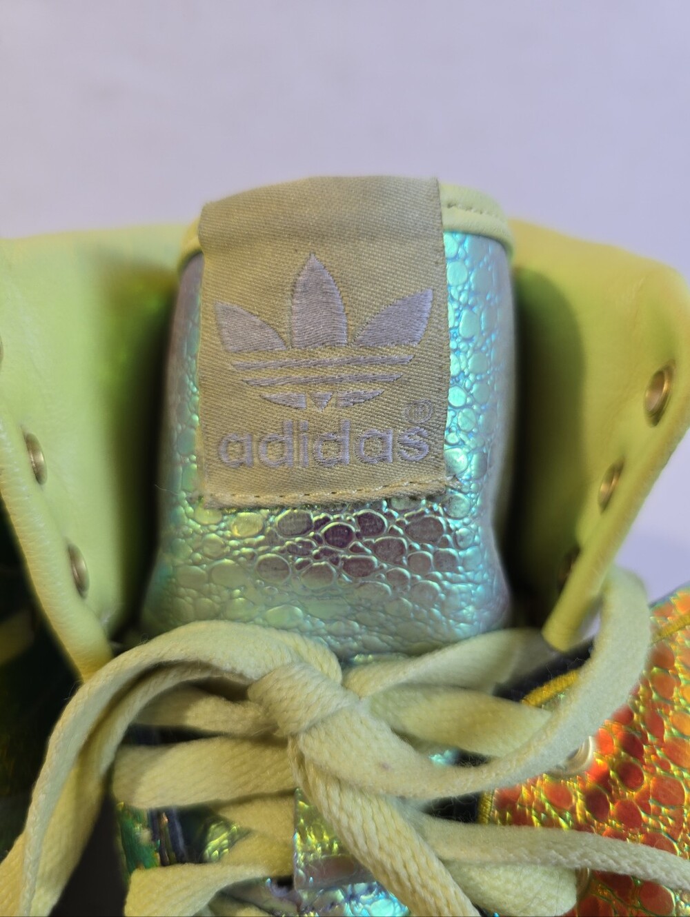 Adidas X Jeremy Scott Gold Foil Winged High-Top Sneakers Mens Size 8 - Picture 7 of 13